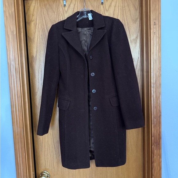 Elegant chocolate brown Wool Coat - Picture 2 of 2